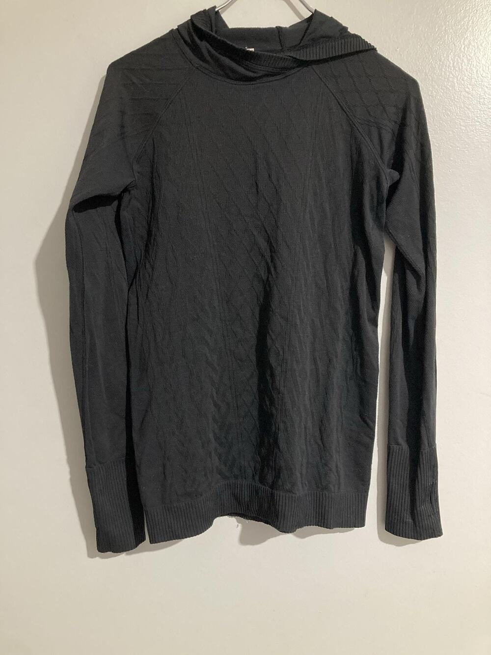 Lululemon Pullover Womens 8 Black Hooded Long Sleeve Slim Geometric Breathable